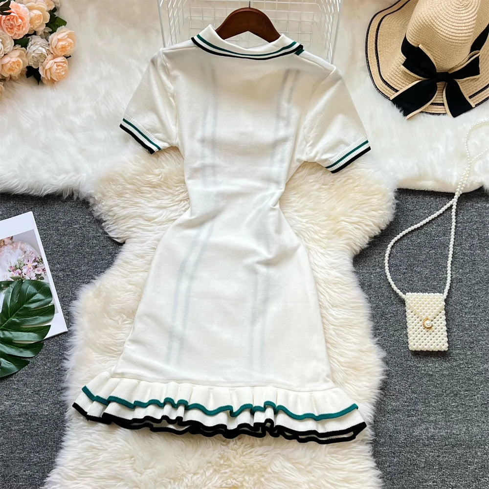 Knit Mini Dress With Ruffles
