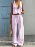 Vacation Set Tank Top And Wide Leg Pants