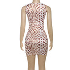 Print Mini Dress With Lace Patchwork And Curve Defining Fit