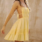 Breezy Tie-Up Backless Sundress With Sleeveless A-Line Silhouette