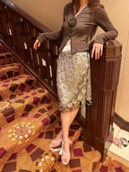 Retro Elegant High-Waisted Sequin Skirt With Heavy Bead Embroidery