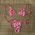 Micro Bikini Push Up Set In Bold Print Brazilian Thong Style