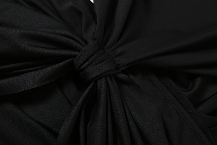 Patchwork Ruched Deep V Neck Sleeveless Backless Bodycon Dress