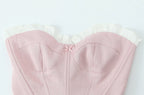 Fashion Bow Chic Fish Bone Tube Sexy Slim Backless Corset Y2K Strapless Cropped Top