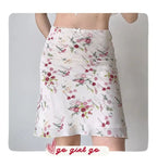 Floral Retro Mesh Mini Skirt With Fish Tail