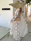 Three Dimensional Floral Knit Dress With Ruffle Sleeves