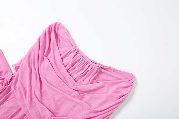 Ruched Set With Backless Camisole Top And Elastic Waist Skirt