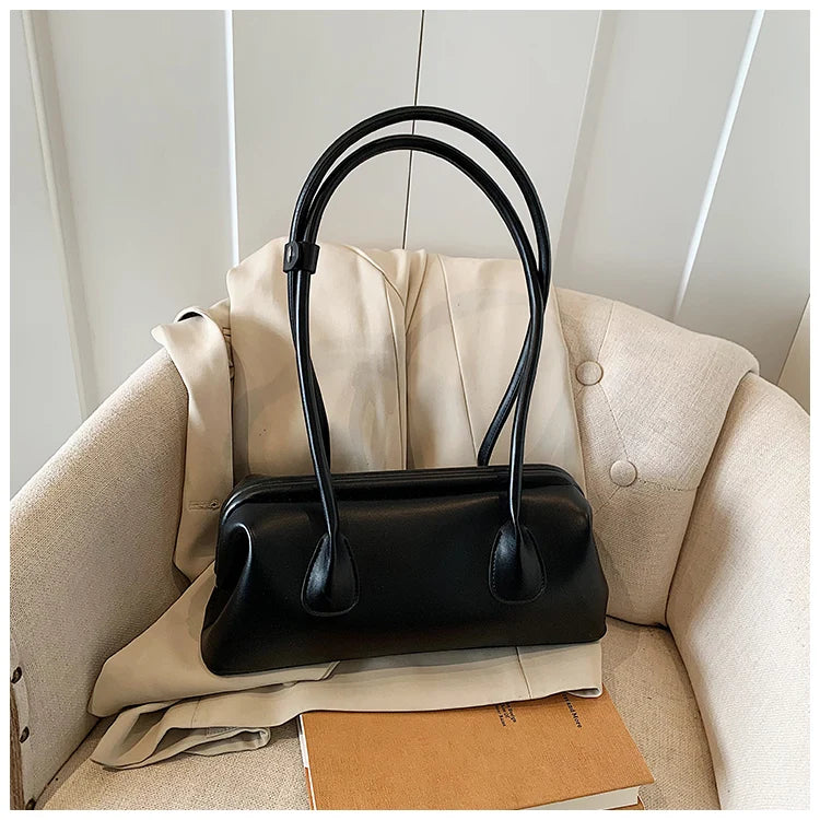 Underarm Bag Solid Color PU Shoulder Handbag
