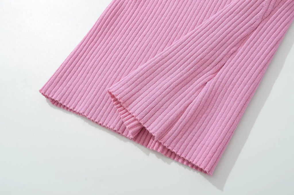 Knit Turn Down Collar Pullover For Women Slim Stretch Short Sleeve Top