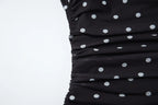 Dot Print Square Neck Mesh Tee