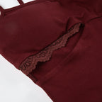 Lace Splice Hollow out Strap Design Streetwear Slim Fit with Chest Pad Ruffle Trimmed Underwear Set