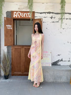 Romantic Floral Lace Long Mermaid Dress With Backless Silhouette