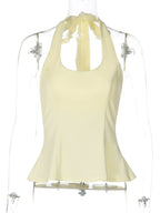 Halter Backless Corset Tank Top With Lace Up Details Retro Street Vibe