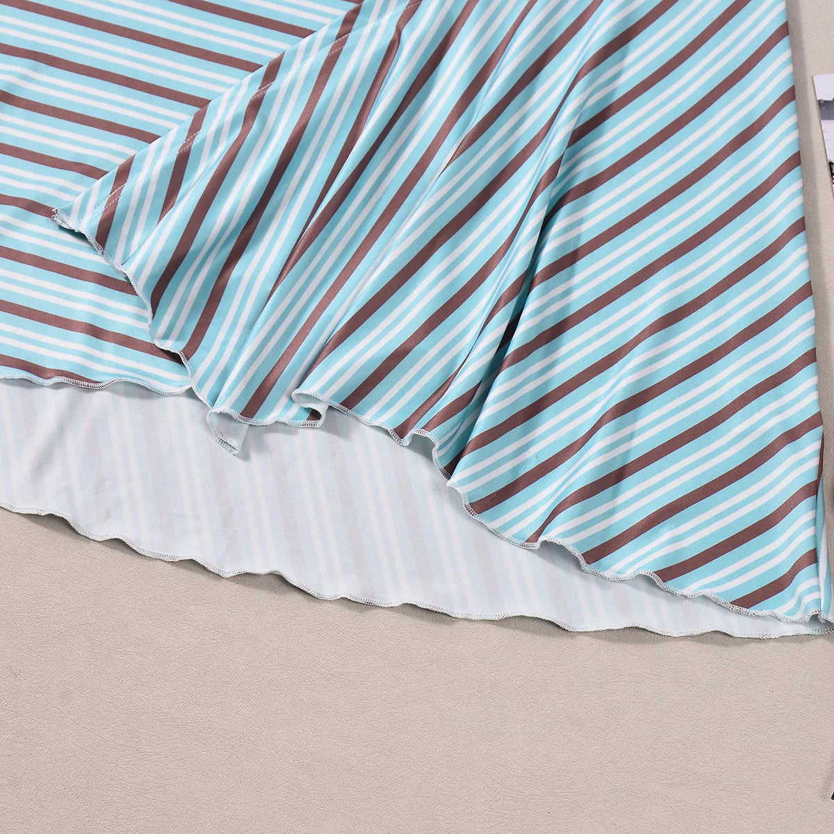 Open Back Halter Crop Top And Striped Skirt Set