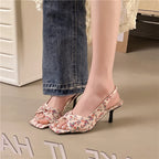 Elegant Stiletto Sandals With Back Strap Slip On Heels