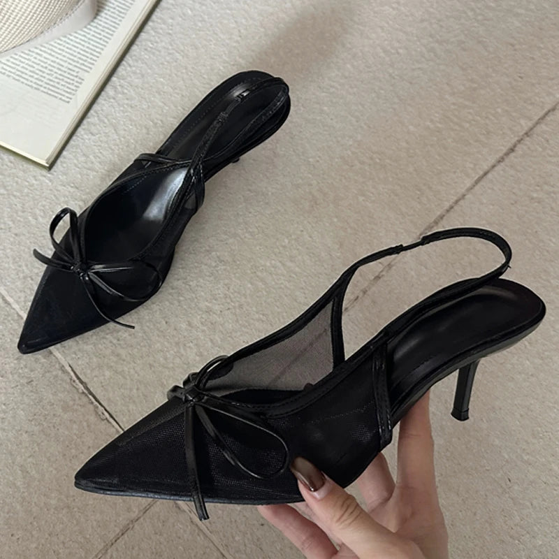 Butterfly Knot Pointed Toe Thin Stiletto High Heels