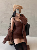 Retro Lace Patchwork Bodycon Mini Dress With Spaghetti Straps