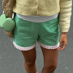 Plaid High Waist Ruffle Hem Boxer Shorts