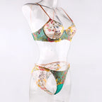 Countryside Embroidered Lingerie Set With Floral Patchwork Bra And Panty Details