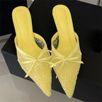 Butterfly Knot Pointed Toe Mules Breathable Mesh