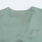 Elegant l Solid Satin Midi Dress With V Neck And Short Sleeves
