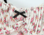 Romantic Beige Pink Flower Sling Sexy Dress Ruched Bra Backless  Dress