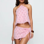 Sparkling Sequin Two Piece Set Sleeveless Top And Shimmer Mini Skirt
