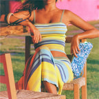 Two Piece Summer Set With Sleeveless Tank And Drawstring Skirt
