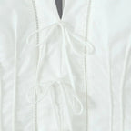 Sexy White Bow Halter V neck Open Buttons Slim Tank Top Women Spliced Ruffles Lace Hem Sleeveless Backless