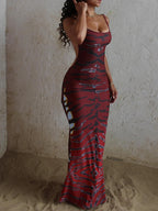 Red Backless Maxi Dress Sleeveless