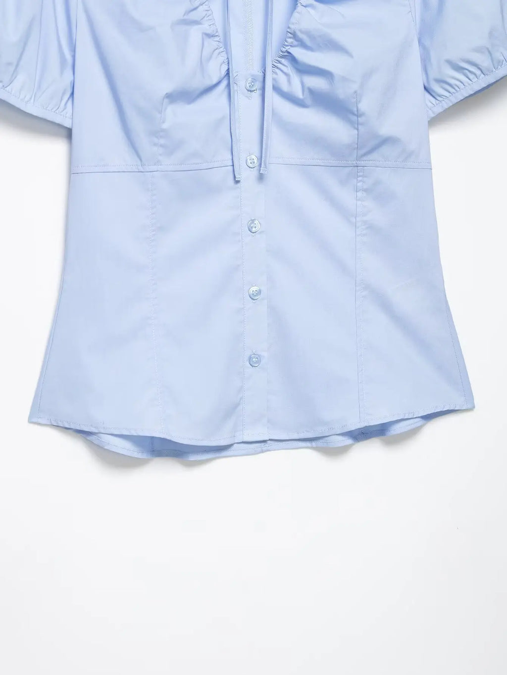 Lace Up Bow Puff Sleeve Crop Top With V Neck For Women