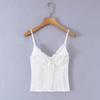 Sleek Backless V Neck Bow Crop Camisole Top