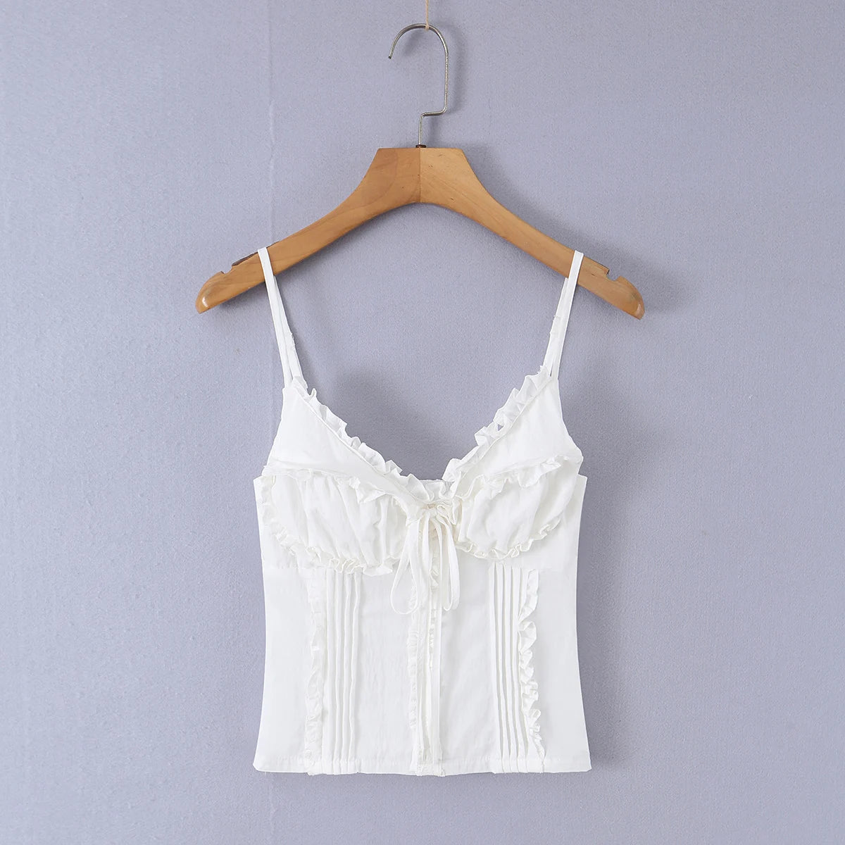 Sleek Backless V Neck Bow Crop Camisole Top