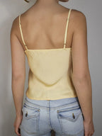 Satin Spaghetti Strap Camisole With Lace Trim V Neck Top