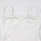 French Embroidered Flower Halter Corset Sexy Slim Top