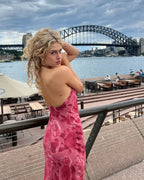 Floral Print Halter Dress With Backless Bodice Sleeveless Bodycon