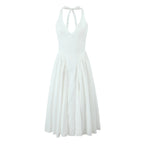 Backless Halter Midi Dress For Women Elegant A Line