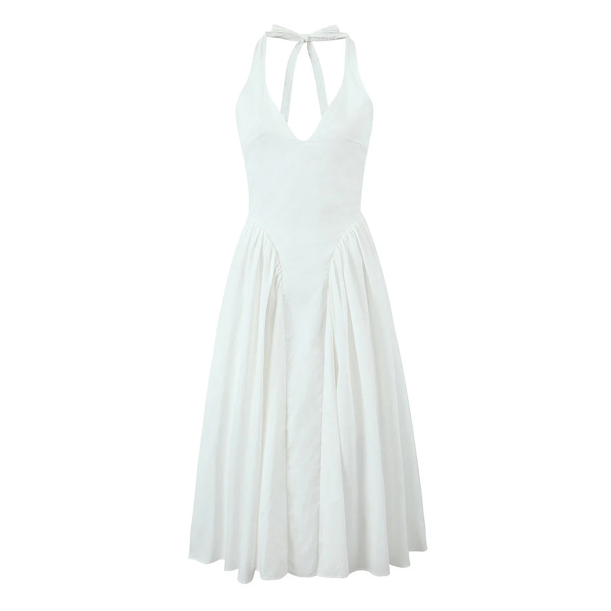 Backless Halter Midi Dress For Women Elegant A Line