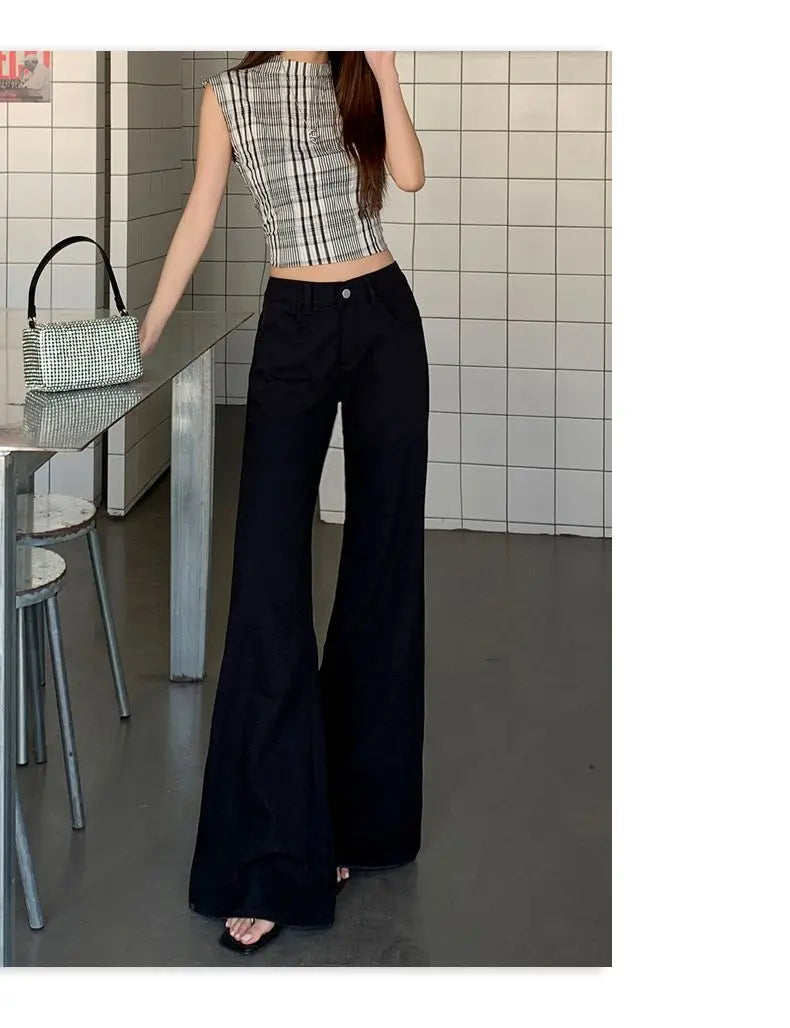 Antiwrinkle Flare Pants With Slimming Comfort Low Waisted
