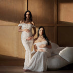 Elegant Maternity Pleated Maxi Gown With Flattering