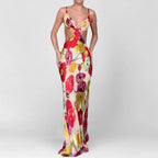 Romantic Garden Party Floral Maxi Dress With V Neckline