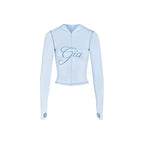 Two Piece Slim Fit Letter Print Hooded Zipper Jacket And Pants Set Open Thread Design
