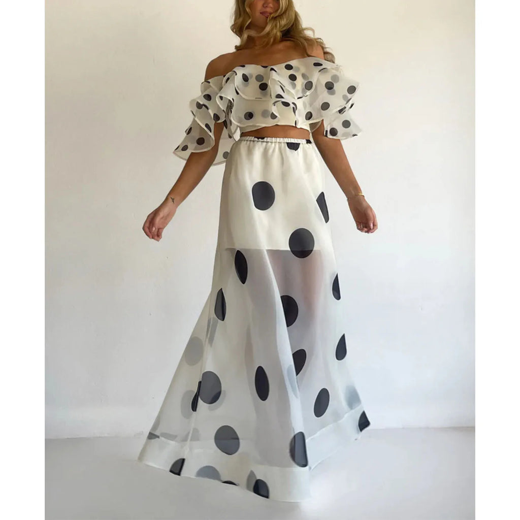 Sexy Print Asymmetrical Hem Long Skirt Set Fashionable Sleeveless Women's Polyester Fabric Casual Leisure Suit