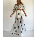 Sexy Print Asymmetrical Hem Long Skirt Set Fashionable Sleeveless Women's Polyester Fabric Casual Leisure Suit