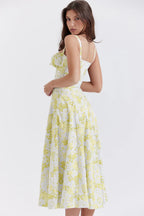 Spaghetti Strap Maxi Dress With Wrap Bow Lace Up Front Elegant Long Gown