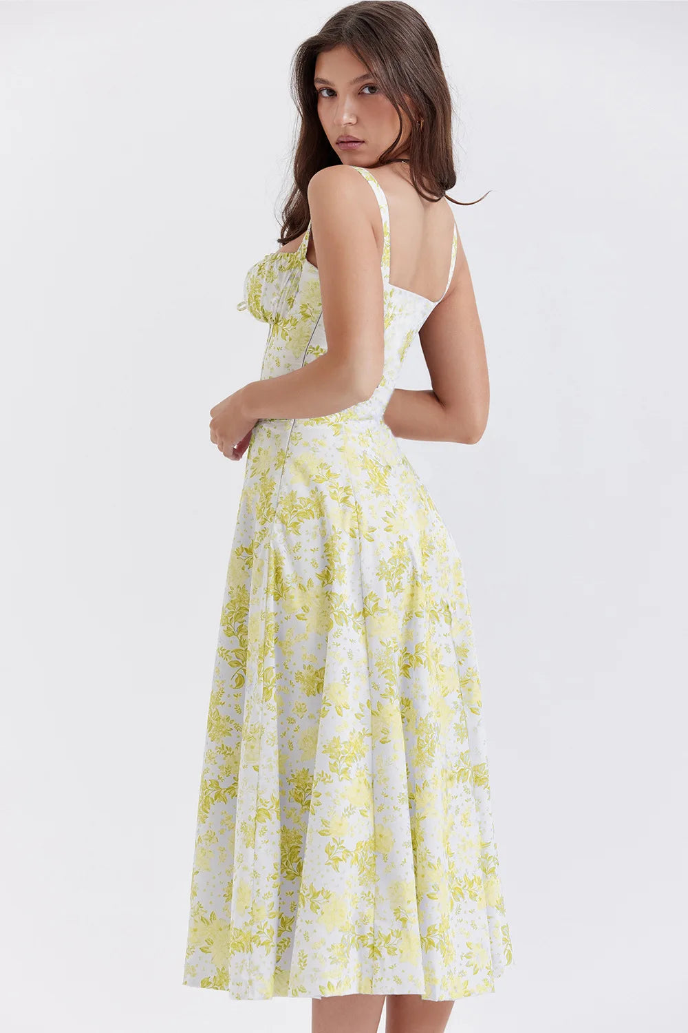 Spaghetti Strap Maxi Dress With Wrap Bow Lace Up Front Elegant Long Gown