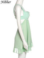 Cutout Backless Slim Sling Dress With Ruffle