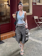Polka Dot Halter Tank Top Backless Camisole