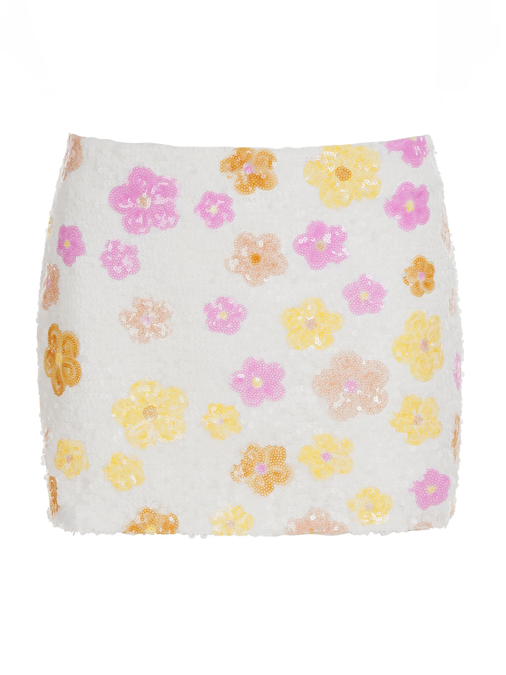 Colorful Floral Sequin Mini Skirt Low Waist Bodycon