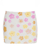 Colorful Floral Sequin Mini Skirt Low Waist Bodycon